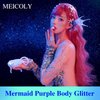 MEICOLY Light Purple Body Glitter,Chameleon Purple Mermaid Face Glitter,Halloween Festival Rave Glitter Makeup,Sequins Glitter Face Paint,Hair Chunky Glitter,Sparkling Glitter Gel for Women,50ml