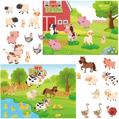 24 Sheets Farm Animals Stickers Party Favors Waterproof Stickers for Kids Animal Cute Stickers Wa...