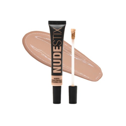 Nudestix NudeFix Cream Concealer, Lightweight Liquid, Natural Finish Makeup, Hydrating, Brightening, Under Eye Dark Circle Corrector, Reduces Redness and Blemishes, Shade: Nude 5, 0.34 fl oz (10 ml)