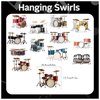 24 PCS Drum Hanging Swirl Decorations Drum Ceiling Streamers Hanging Decorations Drum Party Decorations for Drum Birthday Party Supplies Drummers Birthday Party