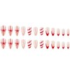 LPOODDNU Christmas Almond Press on Nails Red French Santa Hat Fake Nails White Snowflake Red Bow-knot Design Glossy False Nails Cute Stripe Pattern Christmas Glue on Nails Stick on Nails for Women