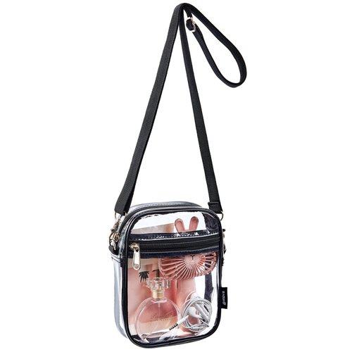 gdbis Clear Crossbody Bag, Stadium Approved Clear Purse Bag for Concerts Sports Events, Black