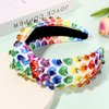 NVENF Rainbow Headbands for Women Pride Headband Colorful Pride Heart Flag Win Gesture Knotted Headband Rhinestone LGBTQ Hairband Bisexual Gay Pride Rainbow Accessories Outfits Party Favors (Heart A)