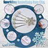 6 Pcs Christmas Snowflake Hair Clips Set Blue Rhinestone Metal Snowflake Hair Pins Winter Decorative Hair Accessories for Women Girls
