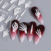 5D Halloween Skeleton Nail Decals 2pcs Retro Relief Skeleton Hand Nail Stickers Self-Adhesive White Skeleton Hand Bone Designs Stickers for Nails Halloween Back Glue Nail Accessories for Women