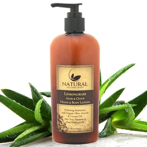 Moisturizing Lemongrass Body Lotion w/Olive Oil, Coconut Oil, Avocado Oil & Lemongrass Essential Oil | Natural Body Lotion for Dry, Itchy and Crepey Skin, Eczema & More! | 8oz