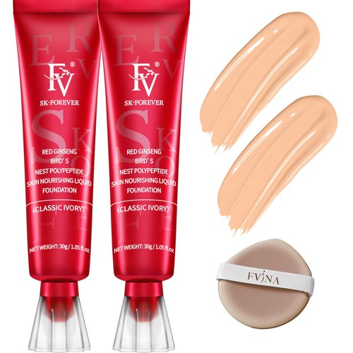 FV Waterproof Foundation, Lightweight & Medium Coverage Foundation with Matte Finish, Oil Control Long Lasting Liquid Foundation Makeup for Oily Normal Skin (Classic Ivory, 1.05 fl.oz)