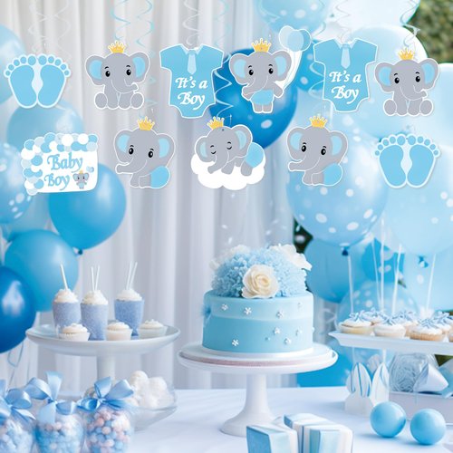 20PCS Elephant Baby Shower Decorations for Boy Baby Boy Shower Decorations First Birthday Decorations for Boy It's a Boy Party Decorations Elephant Kid Birthday Party Supplies