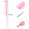 16 Pieces Rat Tail Comb Foiling Combs Steel Pin Rat Tail Fiber Heat Resistant Teasing Combs with Stainless Steel Pintail for Women Girls Hair Styling