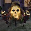 3 Pcs Halloween Pathway Lights Outdoor, 30 LEDs Halloween Skull and Arms Stake Lights for Halloween Outdoor, Yard, Lawn, Garden, Patio Decorations