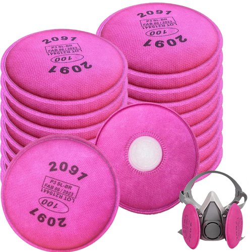 20Pcs 2091 Filters for 6000 6200 6800 7000 FF-4 Respirator, 2091 Particulate Filters with Activated Carbon Layer Filter for Epoxy Resin,Lead Paint,Asbestos,Dust,Particle,Pollen (10 Pack)