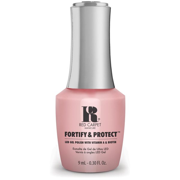Red Carpet Manicure Fortify & Protect Blush Pink Crème Gel Polish for Strong, Healthy Nails - Infused with Vitamin A & Biotin - (Passport To Petals) Led Nail Gel Color, 0.3 Fl Oz