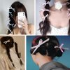 SALOCY Hair Bow Clips, 8 Pcs Hair Ribbons Hair Bows for Women Girls - Pink, Beige, Black, Blue (Set-1, Satin, Bow, Clamp)