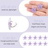 10 Pcs Mini Flower Hair Clips with Rhinestone, Cute Flower Hair Pins, Small Hair Clips for Fine Hair, Wedding Bridal Hair Accessories Barrettes Decorative for Women Girls(Purple)