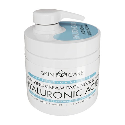 Skin Care Hyaluronic Acid 3-in-1 Moisturizer Face Cream, Neck and Hands - Treatment for Crepey Skin, Wrinkles and Sagging - Daily Lotion for All Skin Types - 16.9 fl. oz.