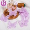 PAGOW 30pcs Butterfly Lace Trim, Double Layers Organza Fabric Embroidery Sewing Craft Decor Applique Patches for Wedding Bride Hair Accessories Dress Decoration (Purple)