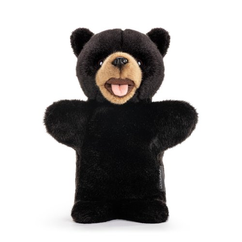 DEMDACO 5004810043 Animalcraft Black Bear Black and Tan 11 x 7.5 Inch Polyester Soft Plush Stuffed Animal Hand Puppet