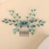 BERYUAN Green Crystal Rhinestone Hair Comb Teardrop Rhinestone Wedding Headpiece Silver Green Crystal Wedding Comb for Women Silver Bridal Headband for Wedding
