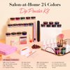 AZUREBEAUTY Dip Powder Nail Kit with Electric Nail Drill 24 Colors Nude Pink Glitter Red Green Nail Powder Starter Kit with Dip Liquid Set Base Top Coat Activator Portable Manicure Essential Set