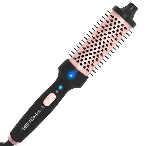 Hywestger Curling Iron Thermal Brush, 1.5 Inch, Double PTC Fast Heated, Round Hair Curling Comb, Tourmaline Ionic, for Long Medium Hair, Black, Global Voltage, Travel-Friendly