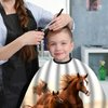 Two Running Horses Waterproof Haircut Cape for Adults & Kids Professional Barber Cape with Adjustable Snap Closure 51"x55"