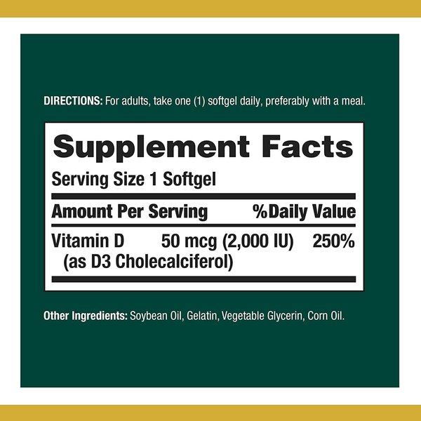 Nature's Bounty Vitamin D 2,000 IU Softgels