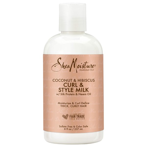 SheaMoisture Fair Trade Sulfate Free Coconut Hibiscus Curl & Style Milk with Silk Protein & Neem Oil For Thick, Defined, Curly Hair 8 oz