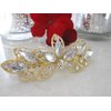 Generic Flower shaped crystal hair barrette clip bridal clip bridal barrette Set: B (Primary color: Gold)