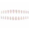 Foccna French Press on Nails Medium, Pearl White Fake Nails Almond Acrylic False Nails, Artificial Nails for Women and Girls 24 pcs