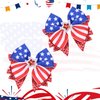 Beleki 4th of July Hair Bow for Girls, 2 Pcs Red White Blue American Flag Hair Bow Clips Patriotic Stars Stripes Hair Clip Sparkly Hair Accessories for Independence Day Fourth of July