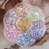 210 Pcs Clear Heart Nail Art Charms, 3D Mixed Size Love Hearts Rhinestones Flat Jelly Resin Crystal Jewelry Diamonds for Acrylic Nail Supplies, with Gold Caviar Beads Manicure Decoration Accessories