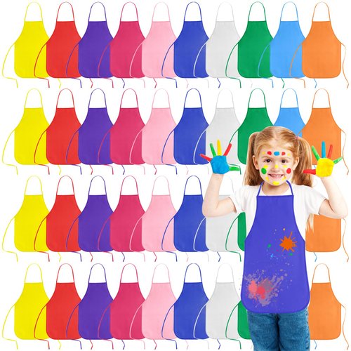 KUUQA 40 Pack Kids Apron Painting Aprons for Kids, Kids Painting Apron Art Smocks kid Apron for Classroom Painting Party Supplies