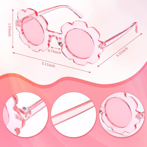 24 Pieces Two Groovy Party Supplies, 12 Pieces Multicolor Flower Headbands, 12 Pieces Round Flower Sunglasses for Kids, Groovy Party Decorations for Girls Hippie Themed Party Supplies