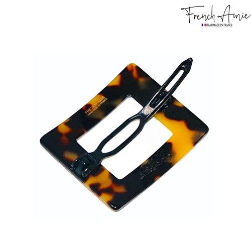French Amie Squared Tokyo Small Handmade Celluloid Acetate Metal Free Side Slide Hair Clip Barret...