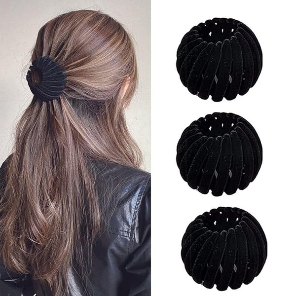 Aweoisa Black Birds Nest Hair Clip,3PCS Hair Accessories For Women,Bird Nest Magic Hair Clip,Hair Bun Accessories For Women,Hair Bun Clip