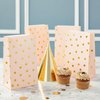 BLUE PANDA 24 Pack Gold Foil and Pink Paper Bags for Kids Birthday, Girls Baby Shower, Wedding Themed Party Favors (5.5 x 8.6 x 3 In)