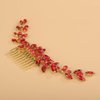 Teyglen Bride Crystal Wedding Hair Comb Simple Red Rhinestone Headband with Comb Handmade Gold Silver Rhinestone Hair Piece Hair Jewelry for Women (Red)