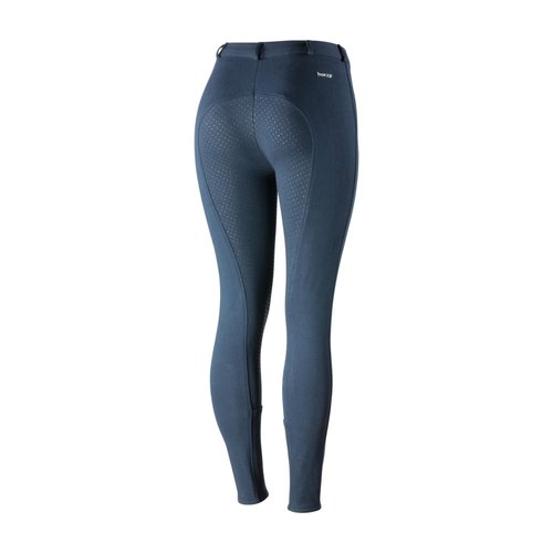 HORZE Active Women's Horse Riding Silicone Grip Full Seat Breeches | Midrise Waist with Front Pocket - Peacoat Dark Blue - 34