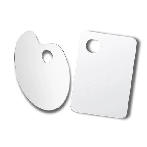 2PCS Mini Acrylic Palette Paint Non-Stick Acrylic Watercolor Oil Paint Mixing Tray - Comfortable to Hold & Easy to Clean for DIY Artist,Makeup Palette Mixing Tray Apply (5.9 x 3.9 in)
