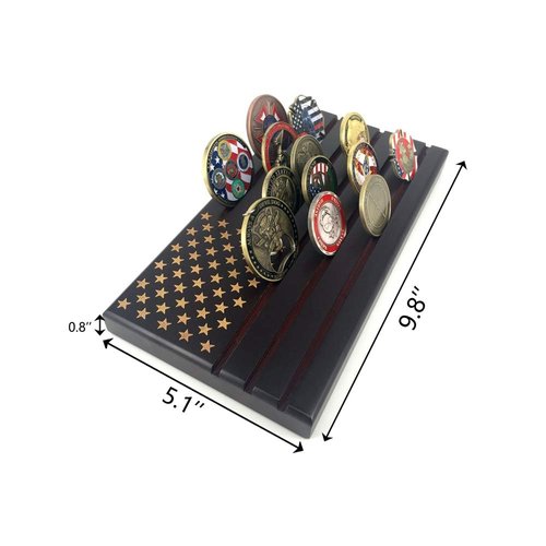 WOERDA American Flag 6 Row Challenge Coin Display Stand Case Military Coin Holder Display