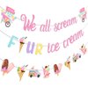 Jollyboom Ice Cream Birthday Decoration 4th, We All Scream 4 Ice Cream Birthday Banner Glitter Ice Cream Banner Garland for Summer Ice Cream Theme Girl 4th Birthday Party