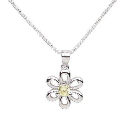 Girls Sterling Silver Daisy Simulated November Birthstone Necklace for Children
