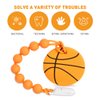 Baby Sports Ball Teething Toys,Food Grade Silicone Teether with One-Piece Pacifier Clip Holder,Shower Gift,Teething Pain Relief for 3 Months+ Boy and Girl,BPA Free,Freezer Safe. (Basketball)