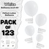 White Balloons Different Sizes, 123 Packs Matte White Balloons, Pack of 18 12 10 5 Inch White Balloons Garland Arch Kit for Birthday Wedding Baby Shower Party Decorations