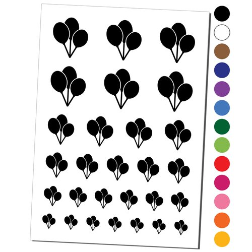 Birthday Balloons Trio Temporary Tattoo Water Resistant Fake Body Art Set Collection - Red (One Sheet)