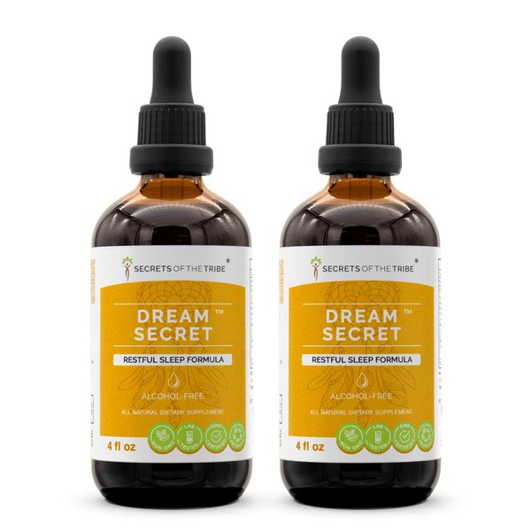 Secrets of the Tribe - Dream Secret, Restful Sleep Formula, Herbal Supplement Blend Drops Alcohol-Free Liquid Extract (2x4 fl oz)