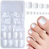 Bellelfin White Press on Toenails 120pcs Short Square Fake Toenails Full Cover Glossy Acrylic False Toe Nails Tips with 5 Sheets Adhesive Glue Tabs for Women and Girls Foot Decor