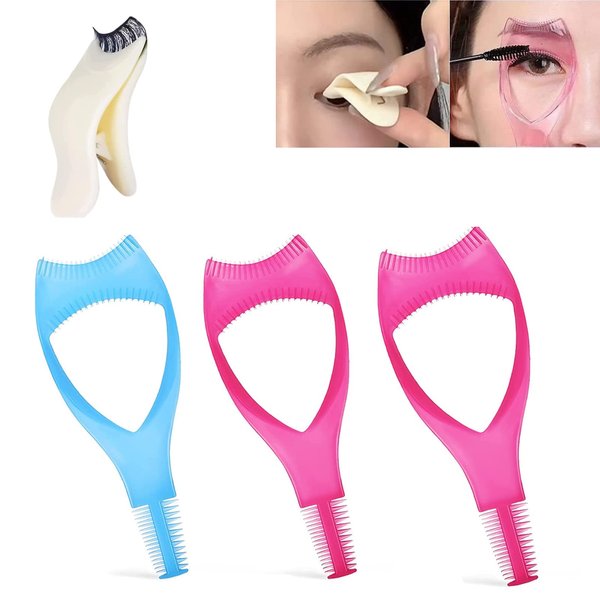 Hfpengzan 4Pcs Lashes Buddy False Eyelashes Applicator Tool for Wear Eyelashes, Eyelash Brush Tool 3 in 1 Makeup Beginner Essentials Tool Upper Lower Eye Lash Mascara Guard Applicator