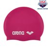 Arena Classic Unisex Soft Silicone Swim Cap for Women and Men, Intensive Training and Racing Comfortable Non-Slip Long Hair Swimming Hat, Fuchsia/White