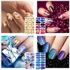 Nail Polish Strips Starry Star Style, DANNEASY 12 Sheets Adhesive Nail Stickers Gradient Nail Wraps for Women Manicure Kit 1Pc Nail File, Cuticle Stick